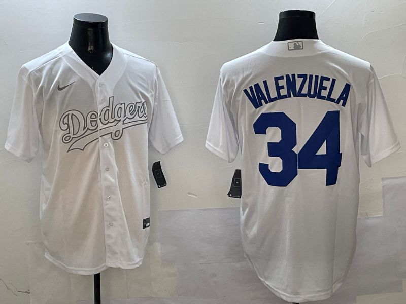 Men Los Angeles Dodgers #34 Valenzuela White Fashion Edition Game 2025 Nike MLB Jersey style 1->los angeles dodgers->MLB Jersey